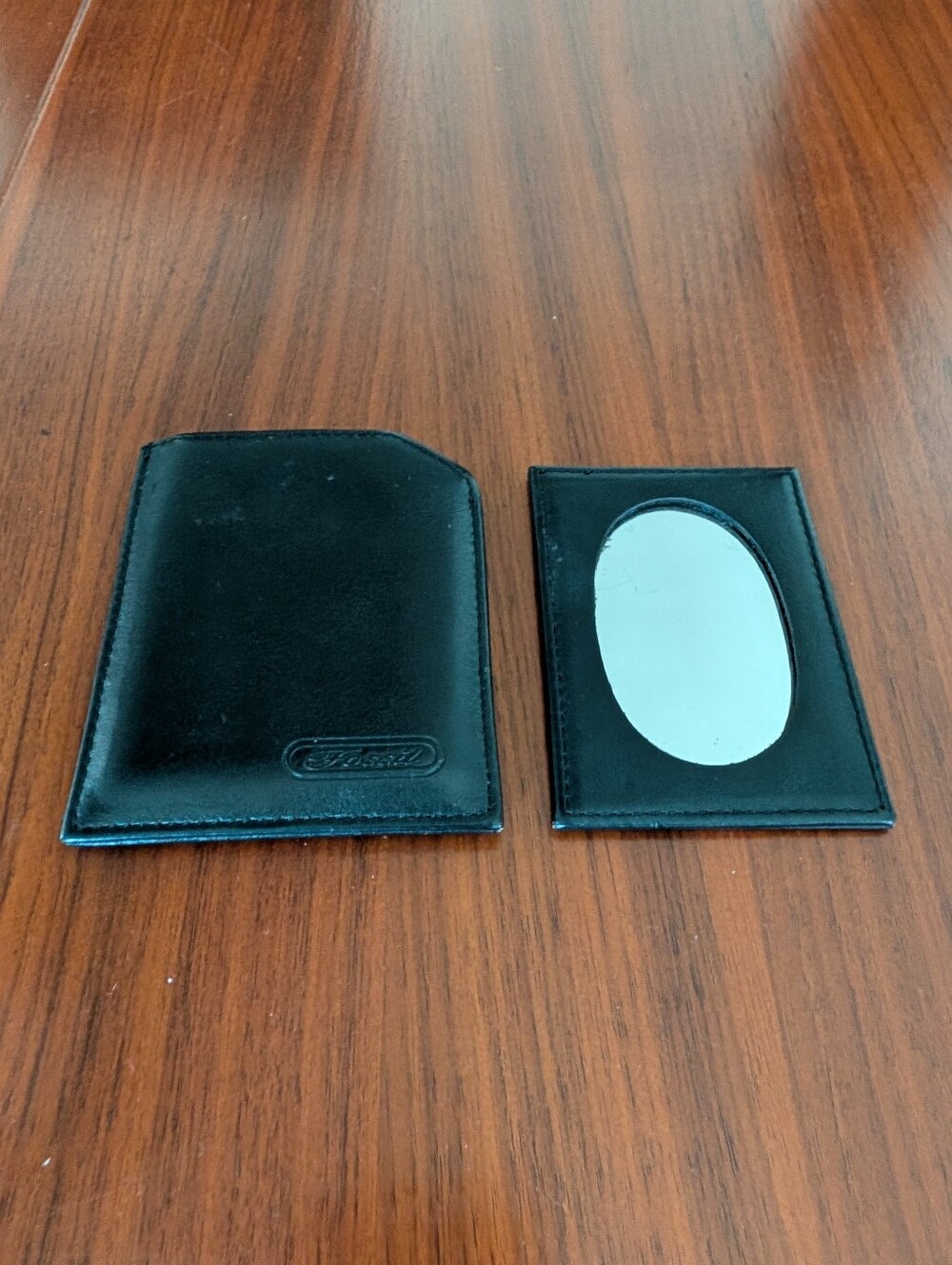 Fossil Black Leather Pocket Mirror